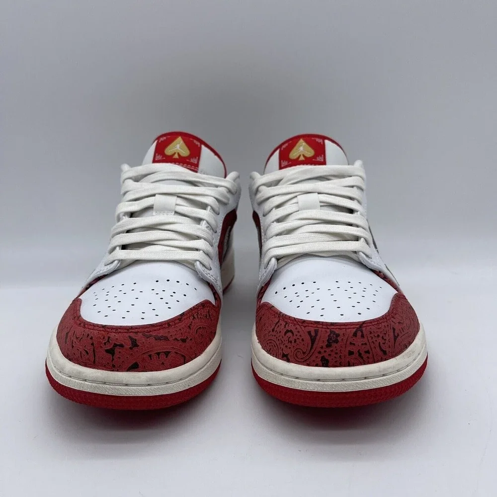 Nike Air Jordan‎ 1 Low SE Spades Men's Size 9 Sneakers DJ5185-100 Red/Gold/White